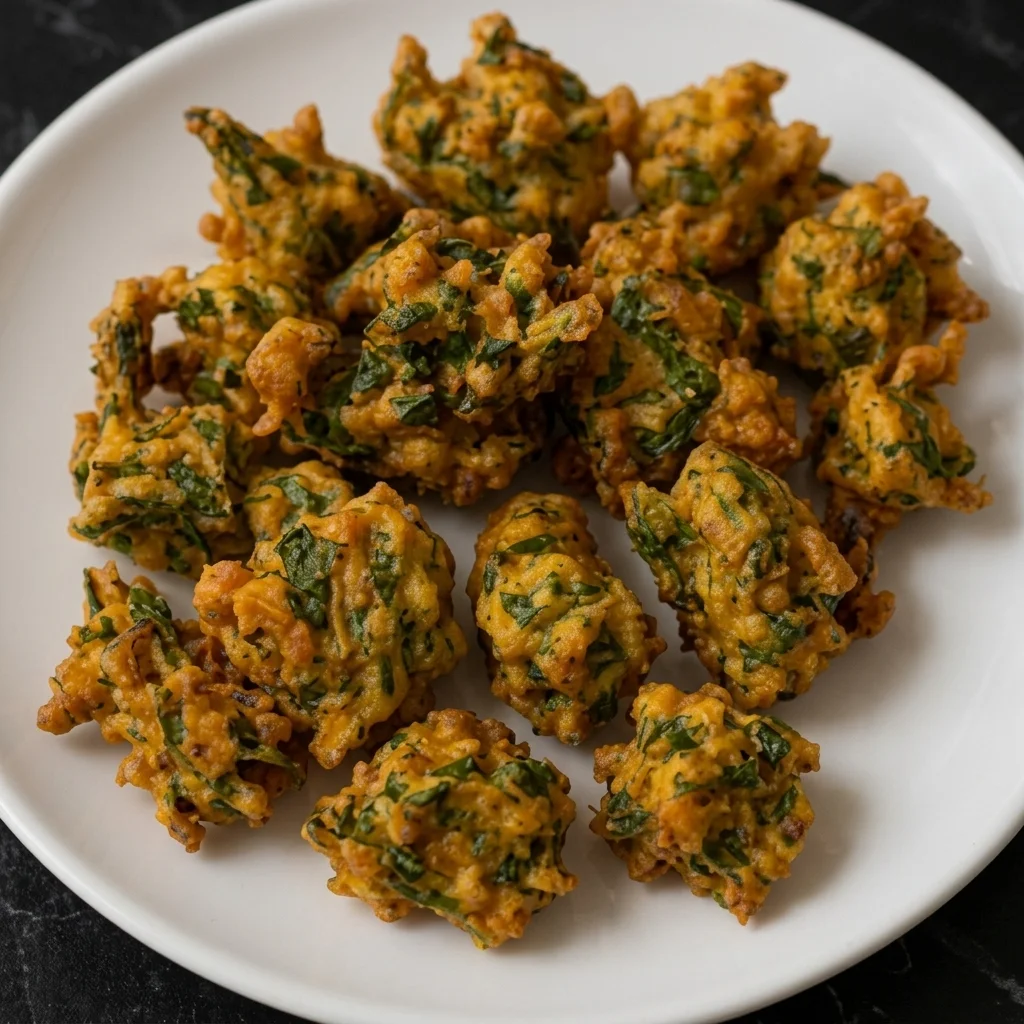 Crispy vegetable pakoras, a favourite Indian appetizer at Shehnai Restaurant in Hamilton
